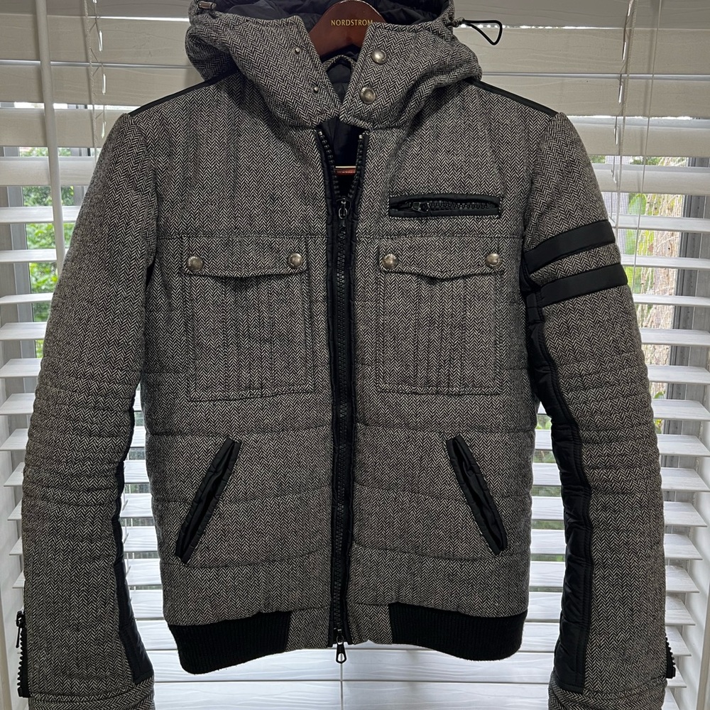 Italian Hooded Jacket men’s Wool & cotton size Medium.